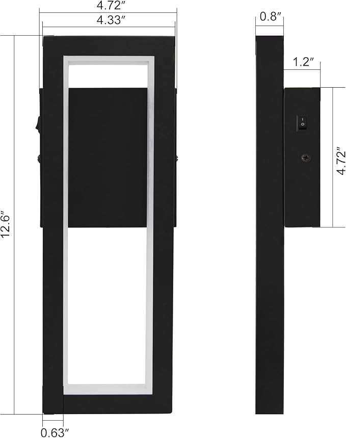 12V LED RV Vanity Wall Sconce with Switch, 10W 3500K Warm White Reading Light, Durable Metal Base & Shatterproof Acrylic Lens, Interior Lighting for RV, Camper, Trailer, Motorhome, Van, Boat