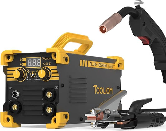 TOOLIOM 135A Mini MIG Welder Flux Core 110V MIG Welder Gasless Flux MIG/Lift TIG/Stick 3 in 1 Welding Machine Portable