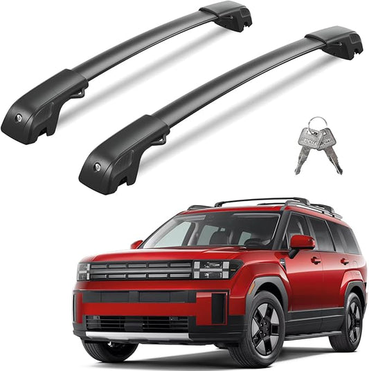 300lbs Lockable Roof Rack Cross Bars Compatible with 2024 2025 2026 Hyundai Santa Fe & Santa Fe Hybrid with Raised Side Rails (Not for SE), Heavy Duty Aluminum Roof Rails Crossbars Canoe