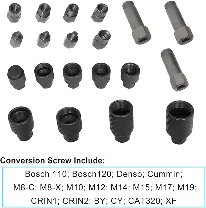 Universal Pneumatic Diesel Fuel Injector Puller Tool Kit Injector Remover Extractor with Impact Air Tool compatible with Benz for Bosch for Siemens etc Diesel Engine