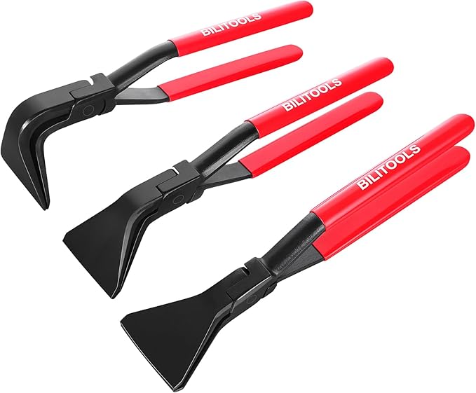 BILITOOLS 3-Piece Hand Seamer Sheet Metal Tools, Sheet Metal Bending Pliers Set Straight, 45° & 90° Bending Tool Comfort with Grip Handle