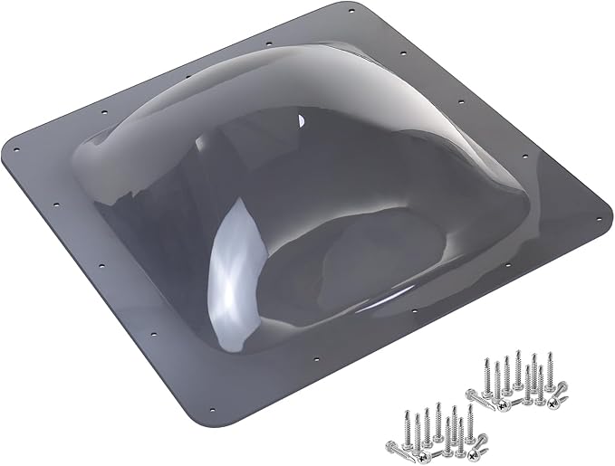 XMK RV Skylight Replacement,18" x 18" Skylight Outer Dome Fits All Standard 14" x 14" Opening,Outside Camper RV Skylight Cover for Trailer Fifth Wheel Motorhome Shower/Roof,Impact Resistant,Smoke Gray