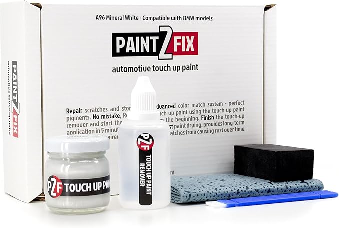 A96 Mineral White (Mineralweiss) Touch-Up Paint Kit - Scratch & Chip Repair Compatible with BMW - 0.84 fl oz (25ml)