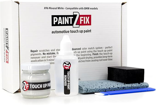 A96 Mineral White (Mineralweiss) Touch-Up Paint Kit - Scratch & Chip Repair Compatible with BMW - 0.84 fl oz (25ml)