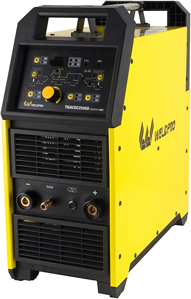 Weldpro Digital TIG ACDC 250GD AC DC 250 Amp Tig/Stick Welder with Pulse Memory function and Tig20 water cooled torch Dual Voltage welding machine