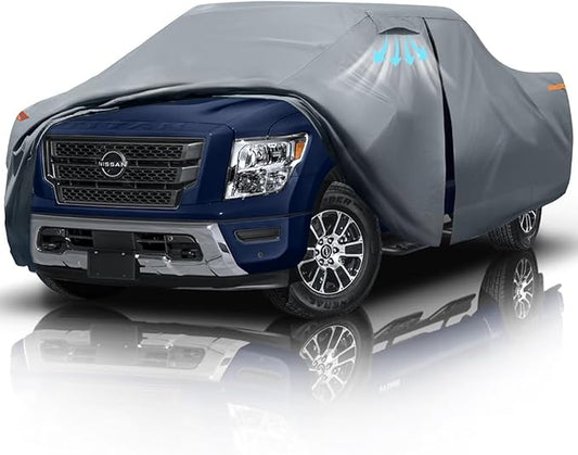 Nissan Titan Truck Cover Custom Fit 2015-2025 Crew Cab Short Bed(5.5'-5.6') with Door Zipper, 10 Layer Outdoor Pickup Truck Cover Waterproof All Weather, Car Tarp for Wind Dust Sun Protection.