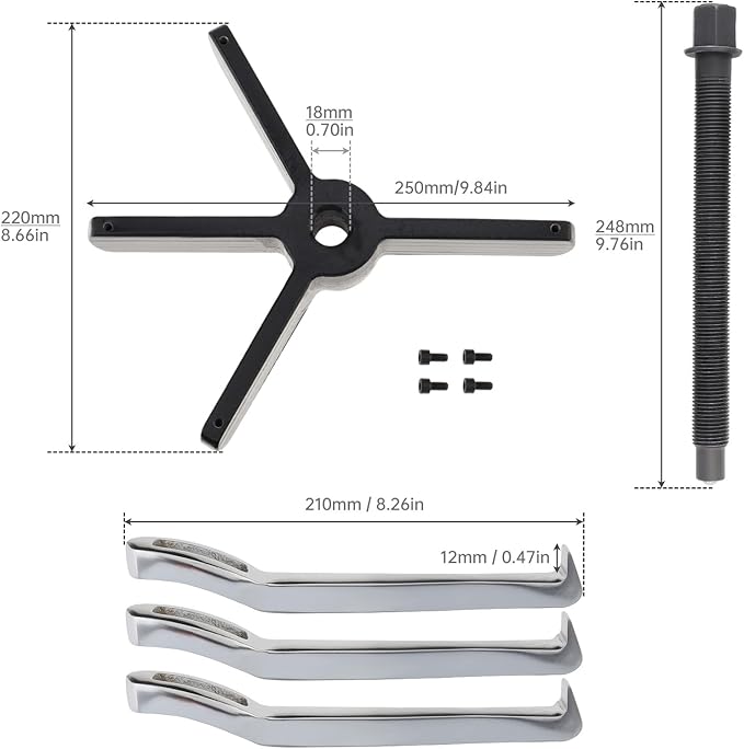 ChgImposs 10" 2 Jaw 3 Jaw Gear Puller, Adjustable Bearing Puller, Reversible Removal Tool for Internal External Pulling, Puller Tool for Removal of Pulleys Flywheels Bearings Gears