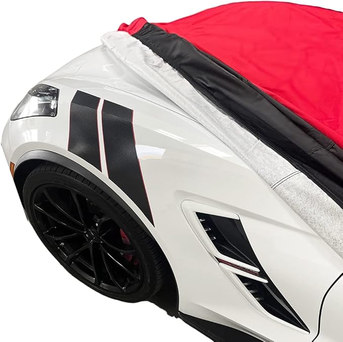 C7 Corvette Car Cover - Custom Fit Indoor/Outdoor UV & Rain Protection - Ultraguard Plus 300 Denier High End Fit for 2014-2019 Stingray, Z51, Z06, Grand Sport Corvettes (Red/Black)