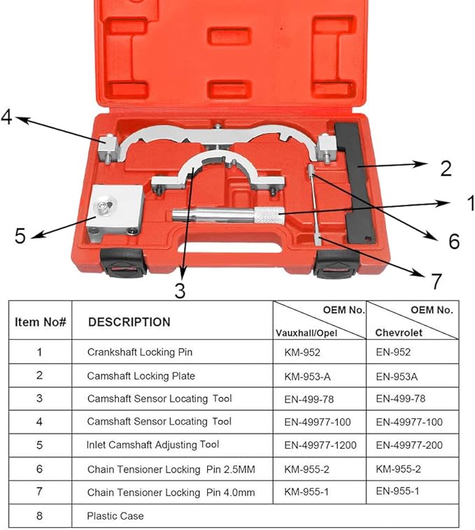 JoyTube Turbo Engine Timing Tool Kit for Chevy Vauxhall Opel Cruze 1.0 1.2 1.4, Camshaft Holding Locking Tool en-49977-100 en955 km955