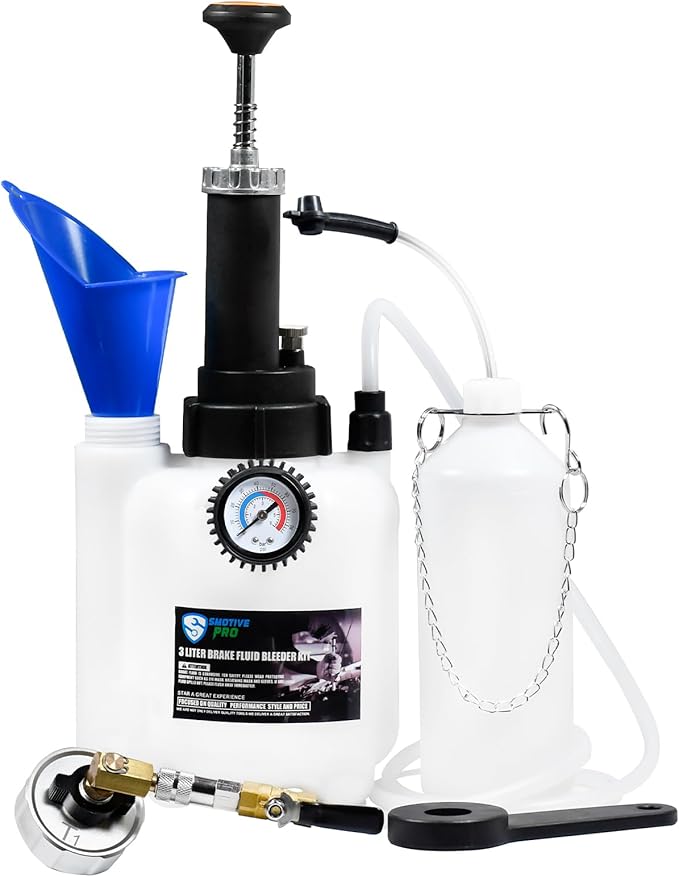 3L Manual Brake Bleeder Fluid Pump and 1L Waste Oil Bottle, One Man Professional Brake Bleeder Kit Suitable for Buick/Cadillac/Chevrolet/Ford/Mazda/Tesla