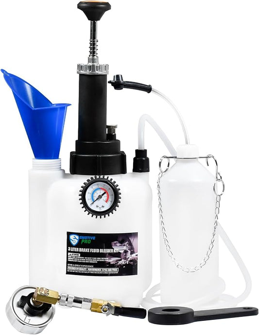 3L Manual Brake Bleeder Fluid Pump and 1L Waste Oil Bottle, One Man Professional Brake Bleeder Kit Suitable for Buick/Cadillac/Chevrolet/Ford/Mazda/Tesla
