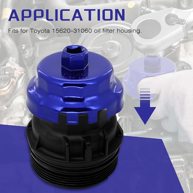 A ABIGAIL Heavy Duty Oil Filter Wrench for Toyota Oil Filter Tool Oil Filter Cap Wrench Removal Tool 64mm 1/2" Drive for Lexus, Camry, 4 Runner, Tundra 2.5-5.7L Engine