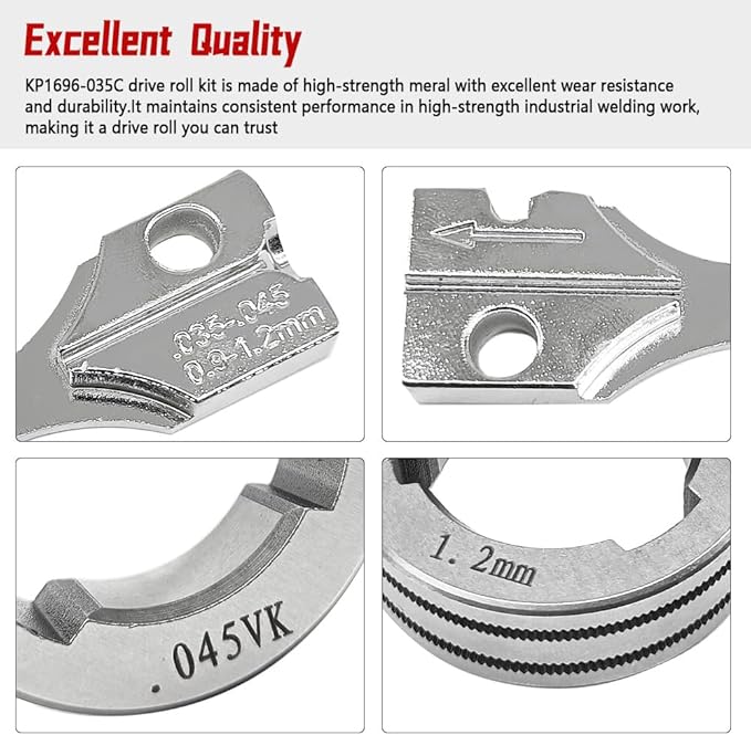 KP1696-035C Drive Roll Kit .045" V-Groove Fit for Lincoln 216 255XT 350MP MIG Welder for 25M LF-72 LN-15 LN-25 PRO Dual Power Wire Feeder for Flux Core