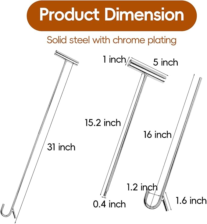 5th Wheel Pin Puller 31" Heavy-Duty Solid Steel Chrome Plated Detachable Hook Tool for Trucker Trailer & Heavy Objects -2Pack