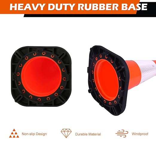 4 Pack 12" Orange PVC Safety Cones with Weighted Black Base – Stackable Traffic Cones for Sports Training, Soccer, Drills, Parking, and Outdoor Activities (Orange, 12 inch -4 Pack)