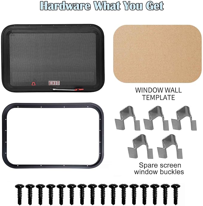 RV Window | 36" W x 22" H | RV Exit Window | Tempered Glass &Trim Set | DOT Certification Qualified