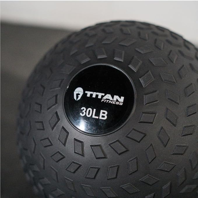 Titan Fitness Rubber Tread Slam Ball, Dead Bounce, Weight Workout - Throw, Catch, Slam, Twist
