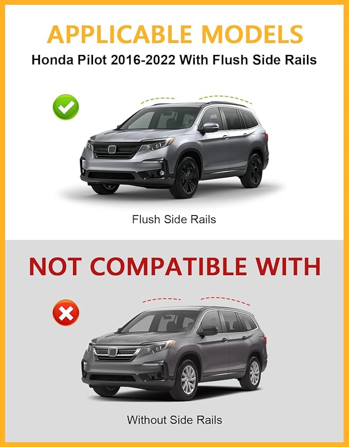 Tuyoung All Aluminum Roof Rack Cross Bars Compatible with Honda Pilot 2016-2022 with Flush Rails, 260lbs Lockable Crossbars Rooftop Cargo Bag Kayak Luggage Snowboard Carrier Kayak Bike Accessories