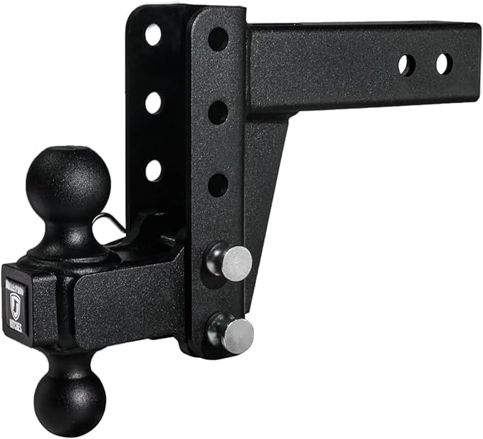 BulletProof Hitches - 2.5" Adjustable Medium Duty Trailer Hitch (14,000 lb. Rating) - 4" Drop/Rise Trailer Hitch with 2" & 2-5/16" Dual Ball - Powder Coat, Box Steel, Corrosion-Resistant