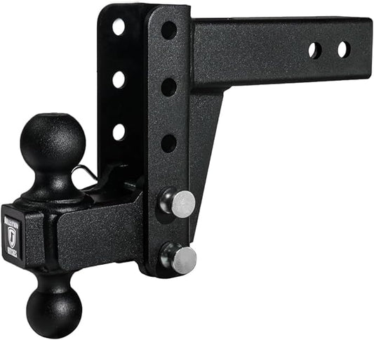 BulletProof Hitches - 2.5" Adjustable Medium Duty Trailer Hitch (14,000 lb. Rating) - 4" Drop/Rise Trailer Hitch with 2" & 2-5/16" Dual Ball - Powder Coat, Box Steel, Corrosion-Resistant