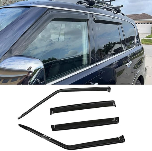 NI60 Original Side Window Wind Vent Deflector,4pcs Outside Mount Tape-On Nice Sun Rain Guards Set,Window Visor fit for 2017-2023 Nissan Armada