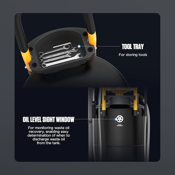 AUTOOL Self-Evacuating Portable Oil Drainer, Steel 18-Gallon Fluid Evacuator W/Bowl, Air Operated Drainer for Oil Change Combination of Pumping, Draining, Recycling, Emptying of Waste Oil