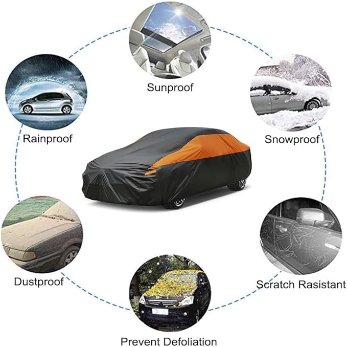 Car Cover for Automobiles All Weather Waterproof, Universal Fit Sedan Kia Forte, Nissan Sentra, Porsche 911, Chevy Volt, Honda Insight, Volkswagen Jetta, Hyundai Elantra etc.