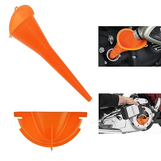 HDBUBALUS Motorcycle 9" Crankcase Fill Funnel Primary Case Oil Fill Set for Harley Orange