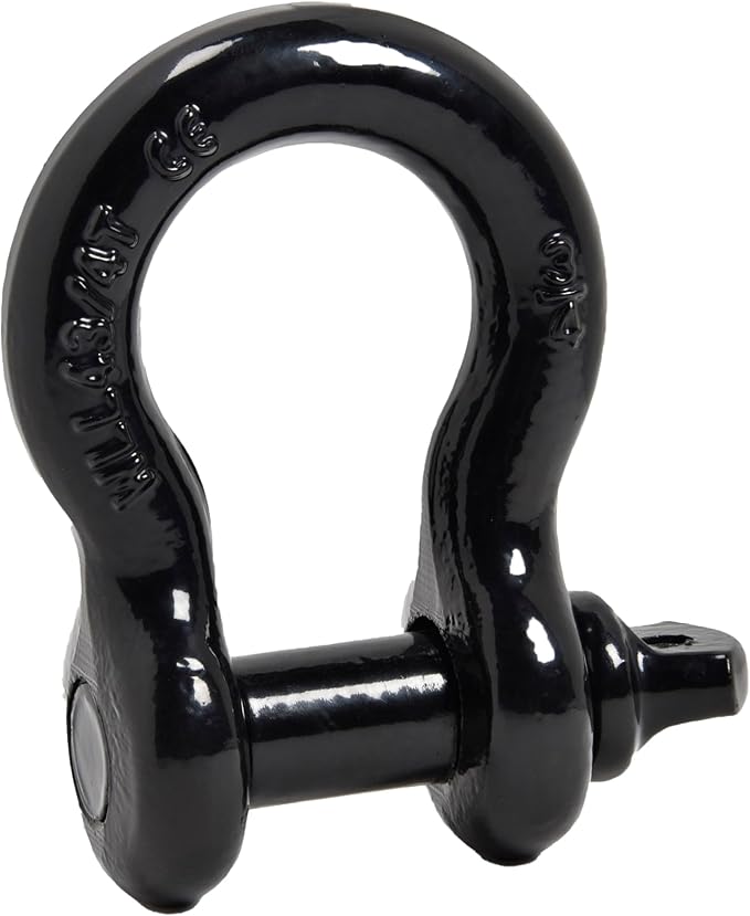 Hi-Gear Pack of 2 Black Bow Shackles 3/4" D Ring Shackle Rugged Unbreakable 28.5 Ton (57,000 Lbs) Maximum Break Strength with 7/8'' Pin Bow Screw Heavy Duty D Ring for 4x4 Vehicle Recovery