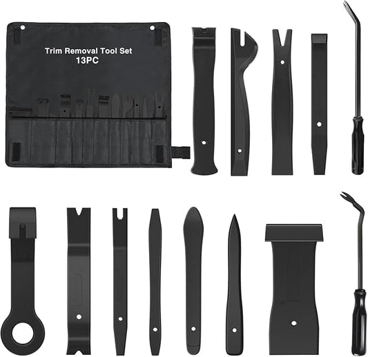 GOOACC 13PCS Nylon Trim Removal Tool Set for Bumper Fastener Rivet Clips Car Door Clip Panel Audio Video Dashboard Dismantle Black