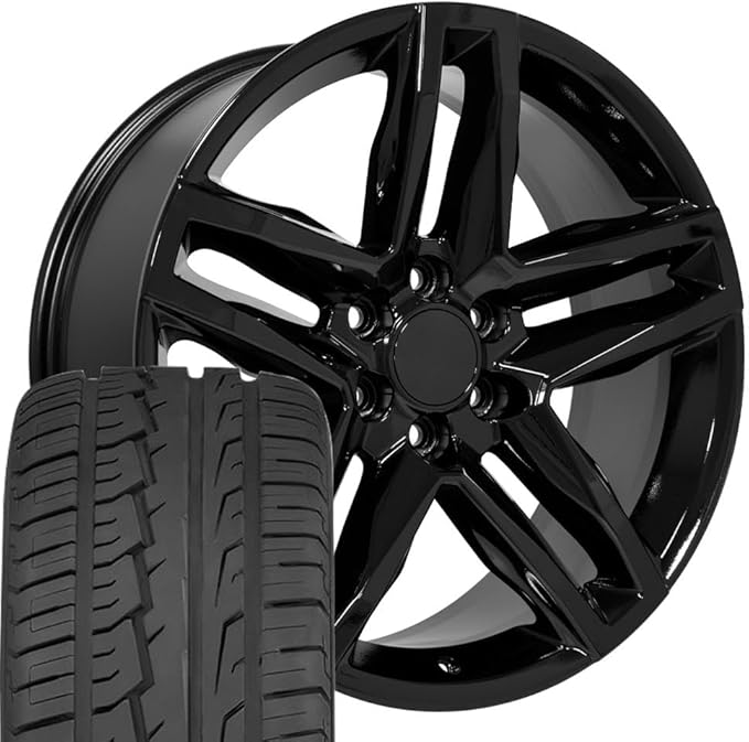 OE Wheels CV34 22 Inch Rims and Tires Fit Silverado 1500 Trail Boss Style 6x139.7 22x9 Gloss Black - Hollander 5911 - iMove GEN 2 SUV 285/45-22 (Set of 4)