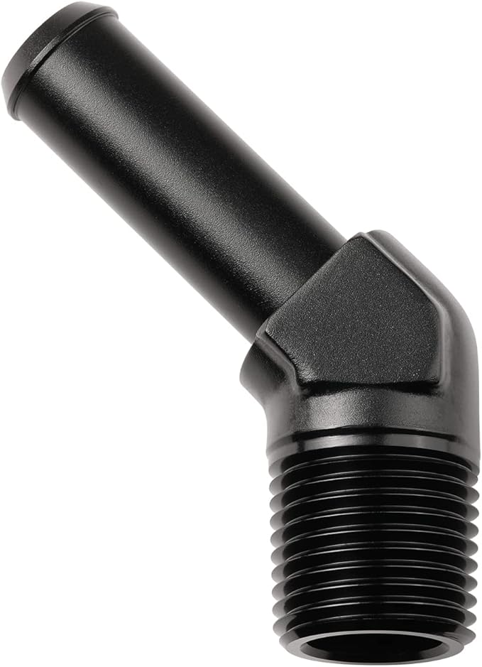 1/2 NPT Male to 5/8" Hose Barb Fitting Adapter 45 Degree Elbow Aluminum Black