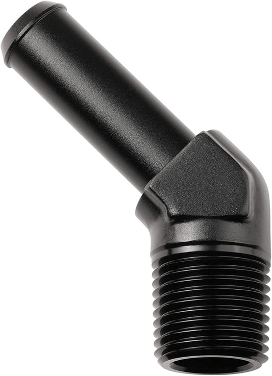 1/2 NPT Male to 5/8" Hose Barb Fitting Adapter 45 Degree Elbow Aluminum Black