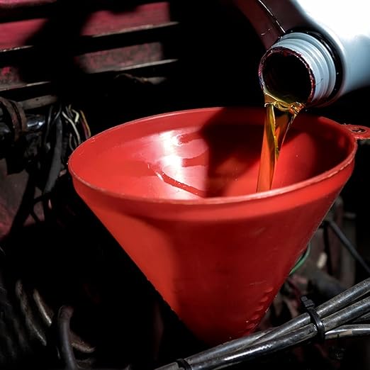 5 Pcs Automotive Funnels Set, Wide Mouth Fuel Funnel, Plastic Long Neck Oil Funnel, Flexible Right Angle Funnels, with Detachable Spout and Filter for Water/Gasoline/Coolant/Engine Oil