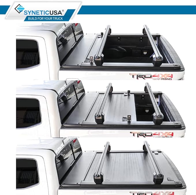 Syneticusa MR Retractable Hard Tonneau Cover with Crossbars Fits 2016-2026 Tacoma 5ft 60in Truck Bed Overland Off Road