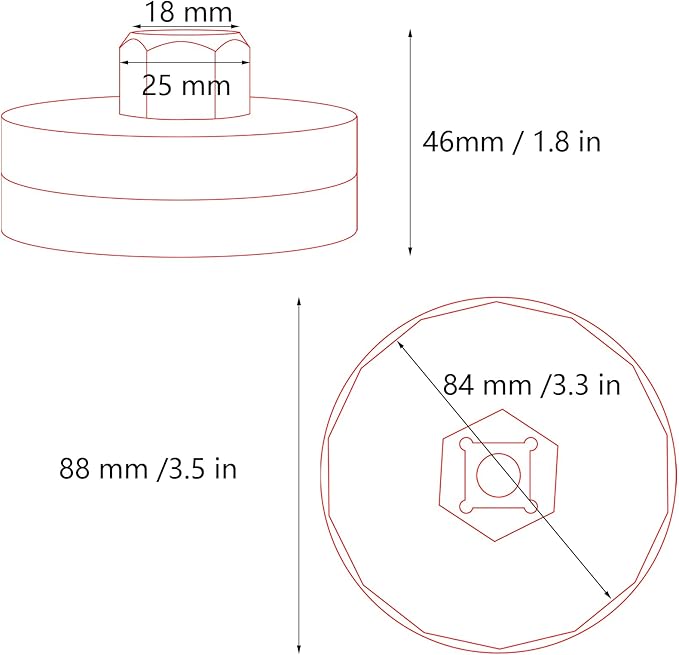 84mm 14Flutes Oil Filter Wrench Compatible with Mercedes Benz Jeep Dodge 3.0L Diesel Engines Oil Filter Socket Oil Filter Cap Housing Removal Tool for Oil Changing