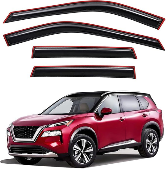 Lightronic Extra Durable Clip-on in-Channel Auto Vent Window Visor, Fit 2021-2025 Nissan Rogue (EXCLUDES Rogue Sport), UV Protection Rain Guard, Original Wind Deflector No-Drill Install, Smoke, 4Pcs