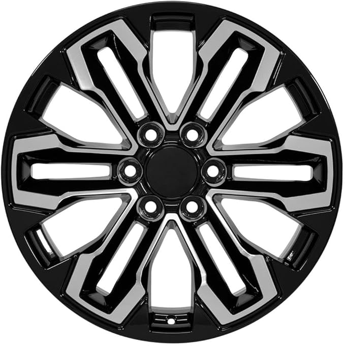 OE Wheels CV69 20 Inch Rims and Tires Fit Silverado 1500 Style 6x139.7 20x9 Gloss Black Machined - Hollander 5905 - Eagle LS2 275/55-20 (Set of 4)
