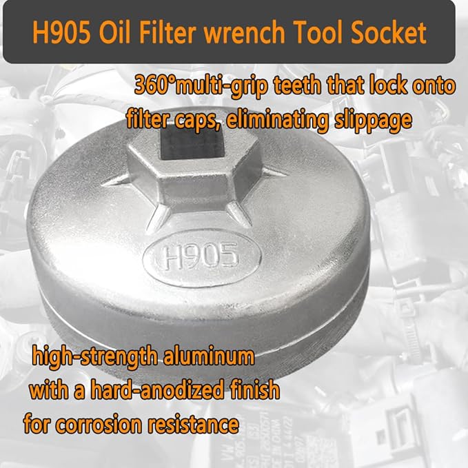 15 Flutes H905 Oil Filter wrench Tool Socket 73mm Compatible with AC Delco PF46/PF47/PF48/PF48E/PF63 Universal Removal Tool forchevy, GM Vehicles.