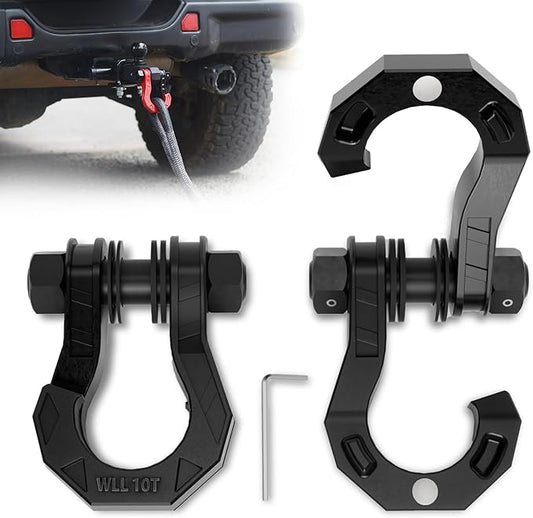 3/4" D Ring Separate Shackles, 52,910lbs Break Strength Easy Open Towing Winch Shackles, Heavy Duty Shackles with 7/8" Screw Pin for Tow Strap Winch Off Road Vehicle Recovery, BlackBlack
