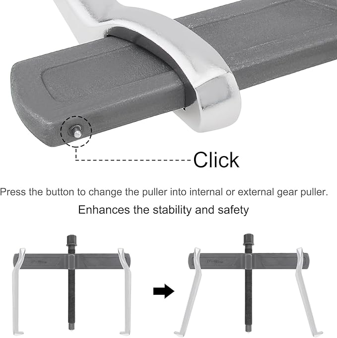 ChgImposs 12 Inch 2-Jaw Gear Puller, Adjustable Bearing Puller Gears + Wire Brush + Gloves, Reversible Removal Tool, CR-V Two Claws Puller Tool for Removal of Pulleys Flywheels Bearings Gears