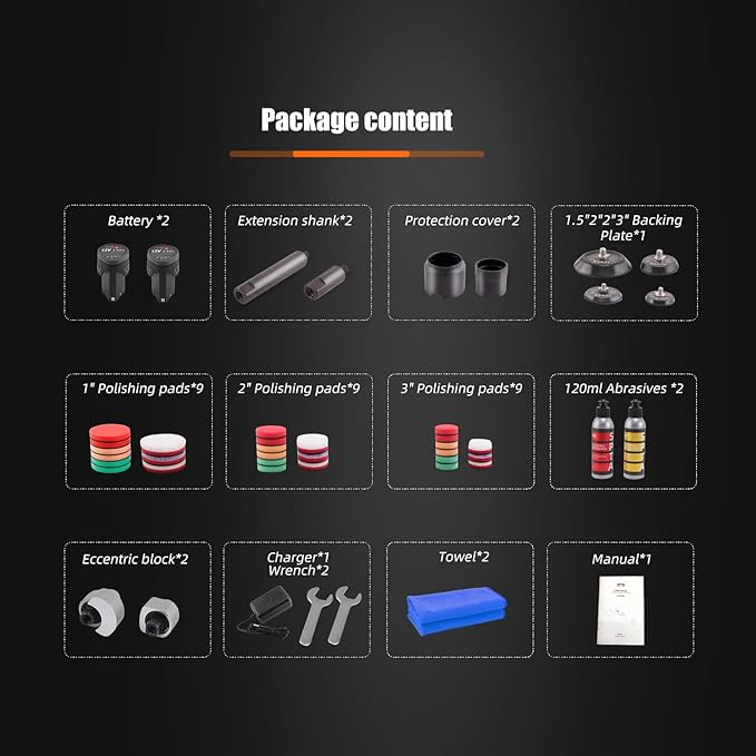 SPTA Cordless Mini Car Polisher 12V Scratches Killer Car Polisher RO/DA Cordless Polisher with Polishing Pad for Polishing, Sanding and Cleaning (Sets 1)