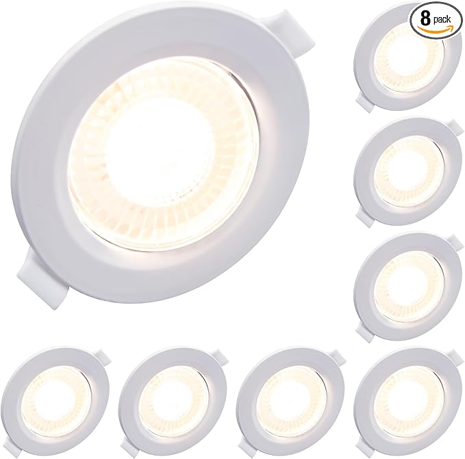 Facon 3.5 Inch RV Puck Lighting with Spring - 8 Pack Rotatable RV Recessed LED Lights 12V - Cool White 4000K Ultra Slim Interior Lights for RV Camper Boat Motorhome