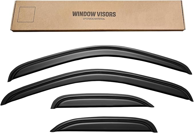 Window Rain Guards for 2007-2013 Chevy Silverado & GMC Sierra 1500, Out-Channel Window Vent Visors Shades Wind Deflectors for 07-14 Silverado & Sierra 2500HD/3500HD Extended Cab