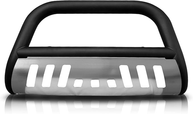 Armordillo 8705230 Classic Series Bull Bar - Matte Black with Aluminum Skid Plate Fits 2019-2021 Chevy Silveardo/GMC Sierra 1500