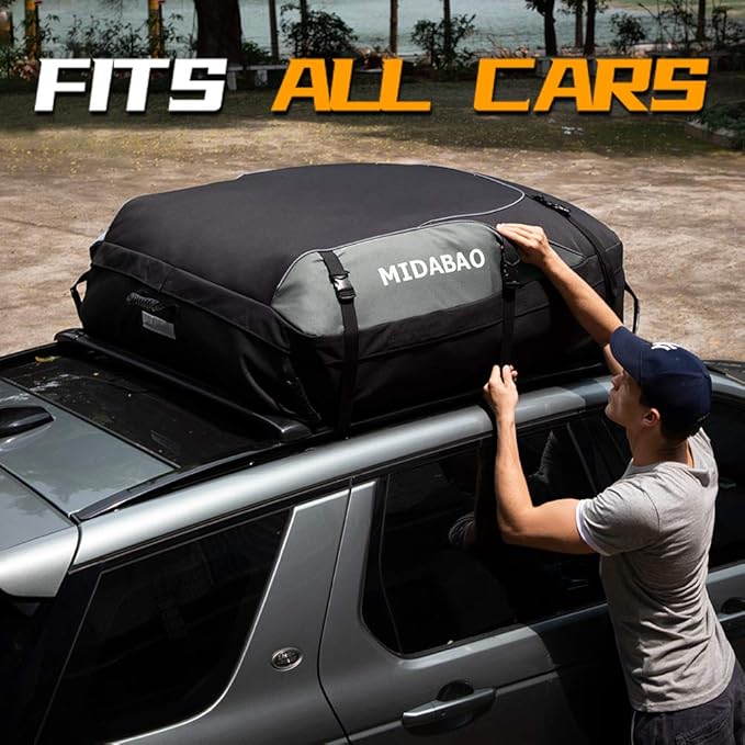Roof Top Carrying Bags, 25 Cubic Feet Waterproof Rooftop Cargo Carrier + 6 Door Hooks Suitable for All Vehicle with/Without Rack