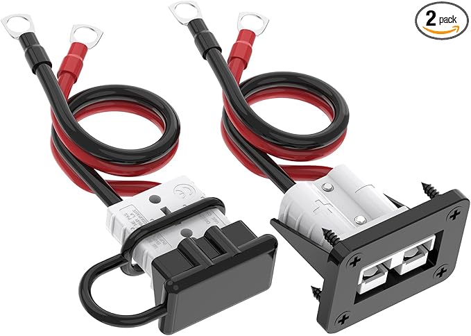 Anderson Connector, 8AWG 50AMP Battery Quick Connect/Disconnect Connector 6 to 12 Gauge 1.25ft Battery Cable Connector 12v-36V Winch Wiring Kit for Cable RV Truck Winch(2 Pack)