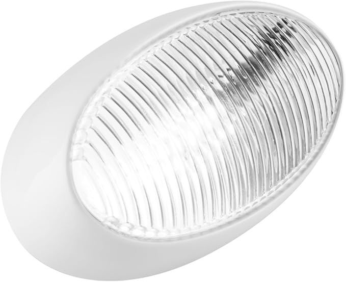 Lumitronics RV 12V LED Oval Porch Utility Light, Clear & Amber Lenses for Motorhomes, Campers, Trailers, 5th Wheels (White)