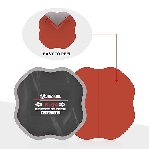 SUNSOUL 10Pcs Bias Tire Patch 5.32" x 5.32", Heavy Duty Round Tire Repair Patches for Car Truck Tractor Agricultural Vehicles