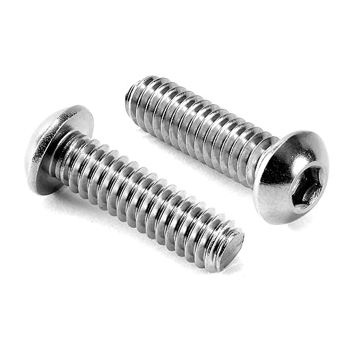 1/4-20 x 7/8" Button Head Socket Cap Bolts Screws, 10Pcs 304 Stainless Steel 18-8, Allen Hex Drive, Bright Finish by SG TZH(with Hex Spanner)